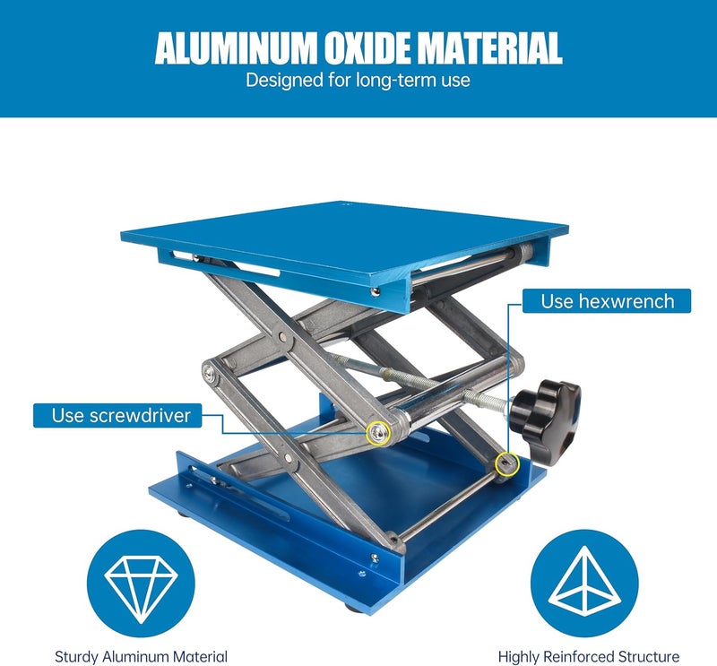 XUNKUANER Lab Jack, 3.94x3.94 inch Aluminum Oxide Lifting Platform Lab Lifter Stand Table Scientific Laboratory Scissor Jack, Vertical Lift Range 80 to 355mm (10x10cm/3.94''x3.94'') - Image 3
